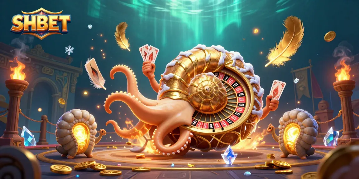Experience the thrill of SHBET with vibrant casino elements including a glowing nautilus roulette wheel.