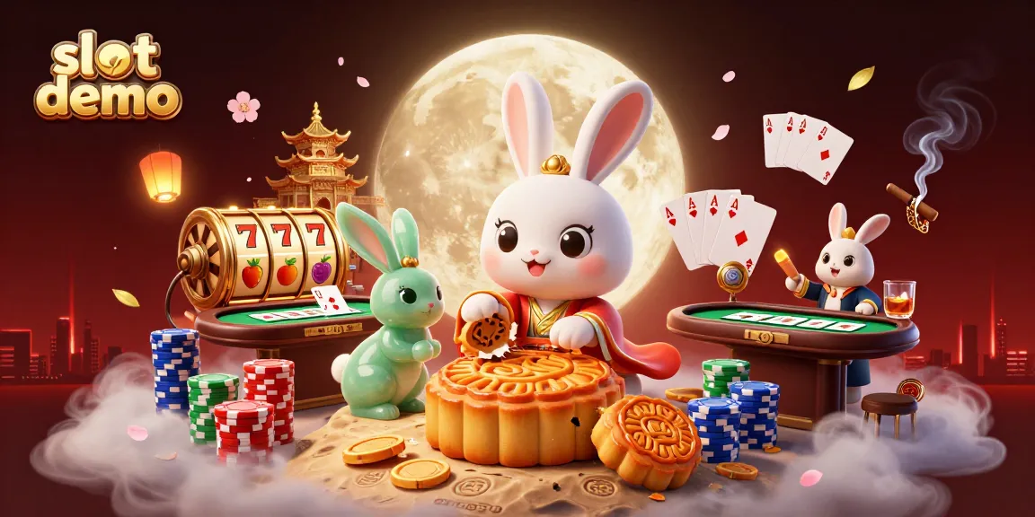 Experience the thrill of slot demo gameplay as lucky symbols and poker chips illuminate an exciting casino atmosphere.