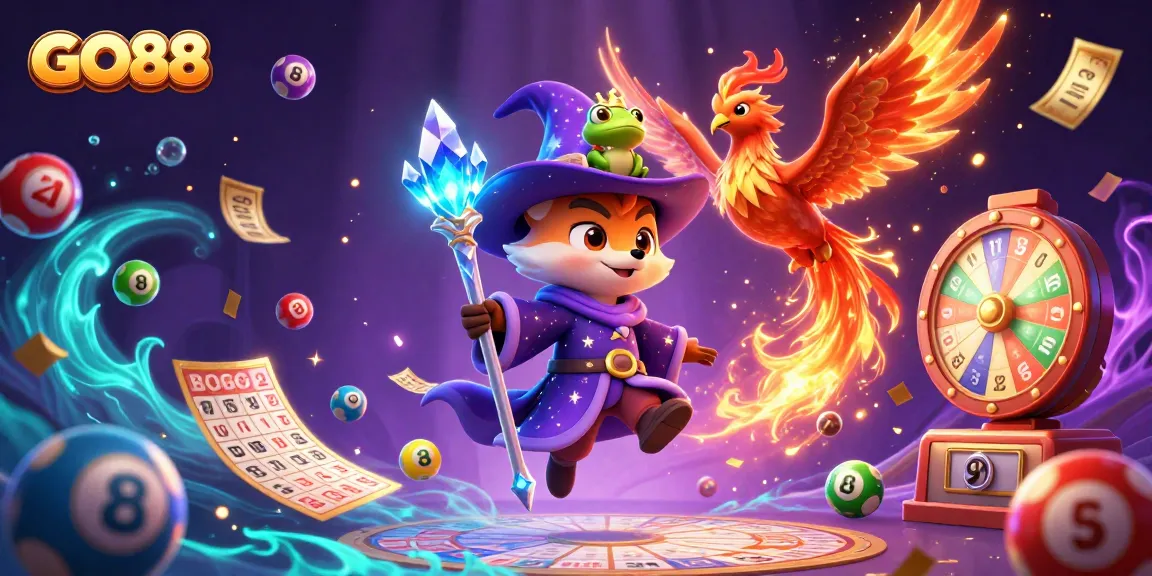 Engage with exciting GO88 lottery elements in a vibrant 3D casino world.