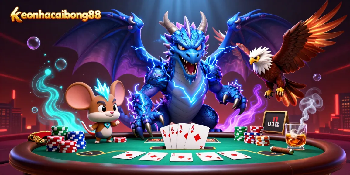 Engage with keonhacaibong88 at a vibrant poker scene filled with thrilling betting action.