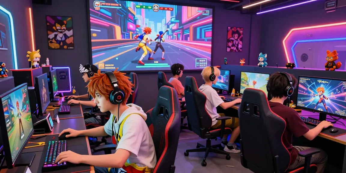 Engaging 3D ecchi game scene showcasing character customization and vibrant gaming setup