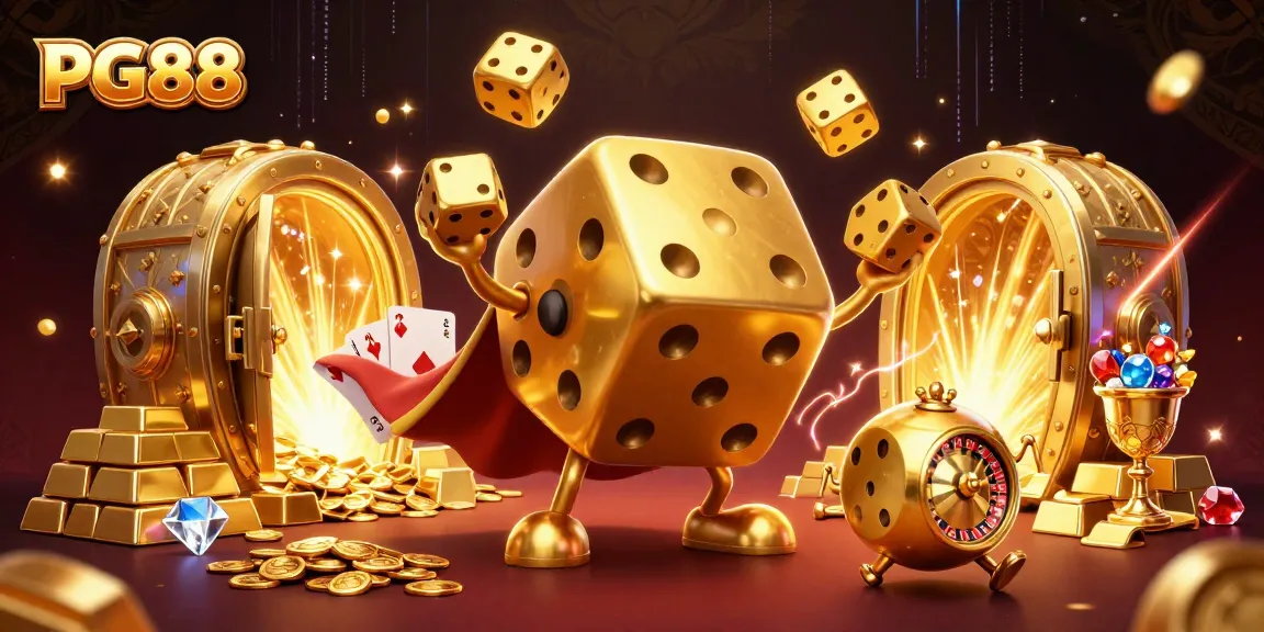 Experience exciting wins with PG88 in this vibrant casino-themed illustration.