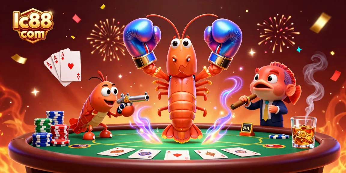 Experience high-stakes poker action with lc88 com's vibrant 3D gaming illustration.