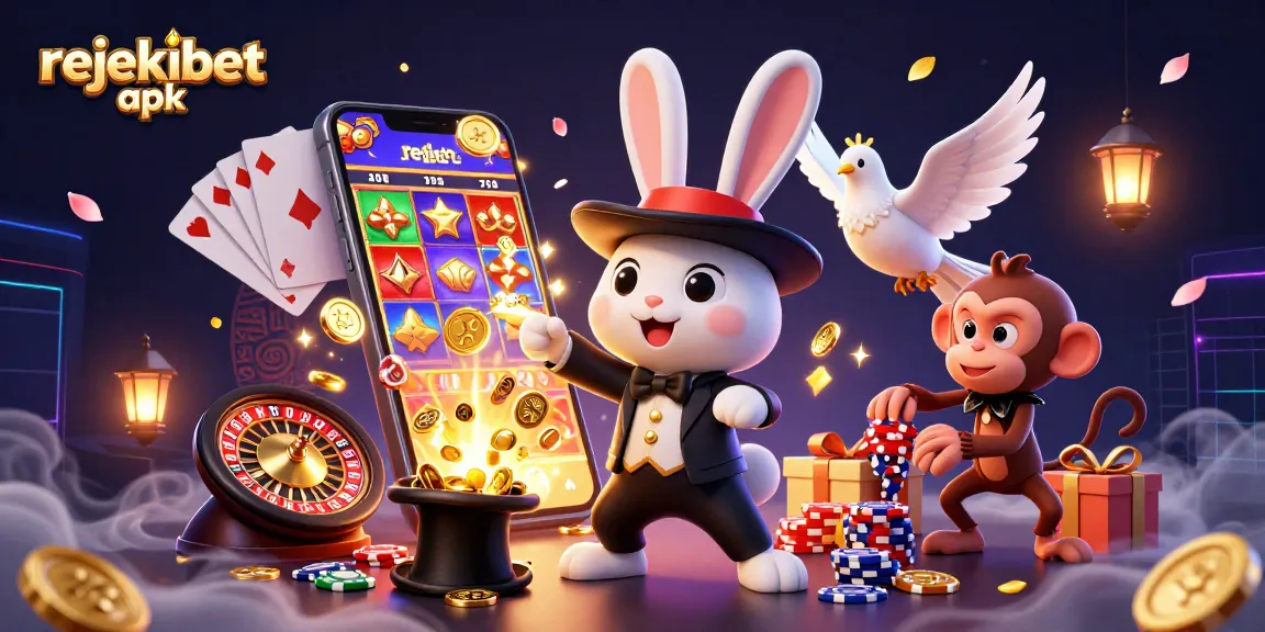 Engage with the rejekibet apk in an exciting 3D casino-themed scene featuring magical characters.