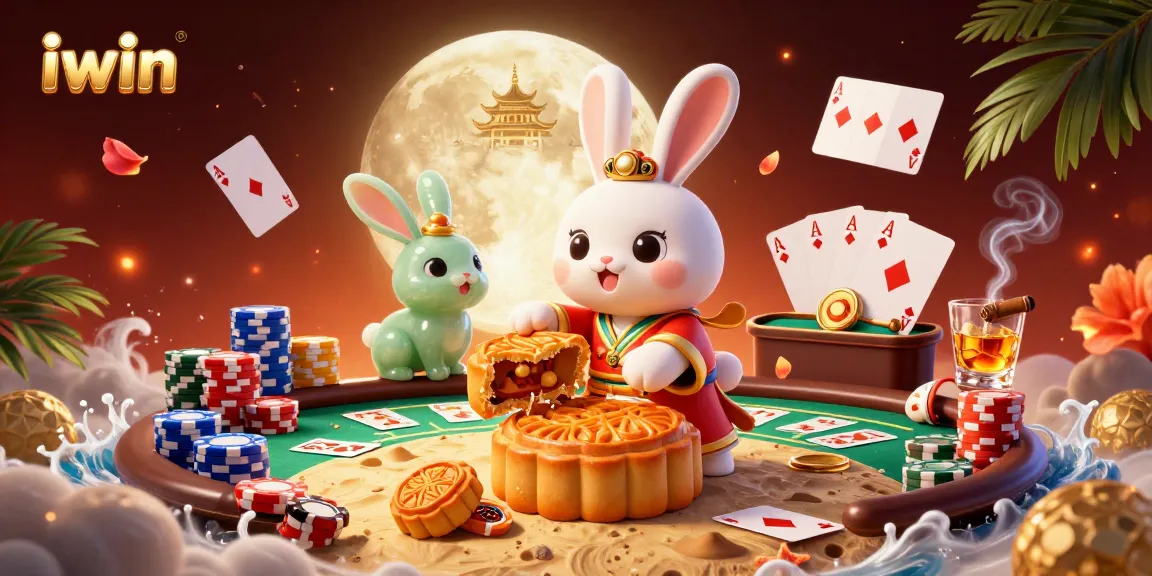 Hit the jackpot with iwin's vibrant casino scene featuring playful characters and poker elements!