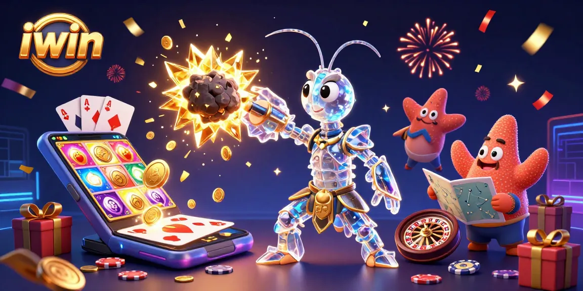 Play exciting games at iwin, featuring an energetic galactic theme with jackpots and vibrant casino elements.