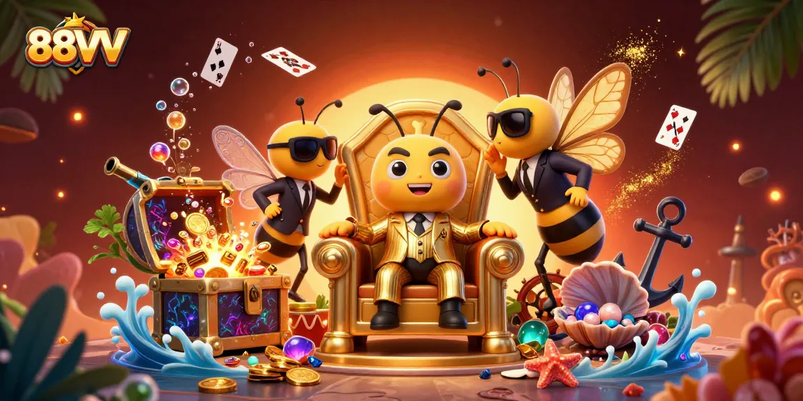 Experience the exciting world of 88VV with vibrant game elements and engaging characters in a rich casino scene.