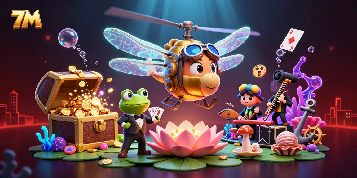 Experience thrilling action at 7M's lily pad casino with vibrant characters and colorful gameplay.