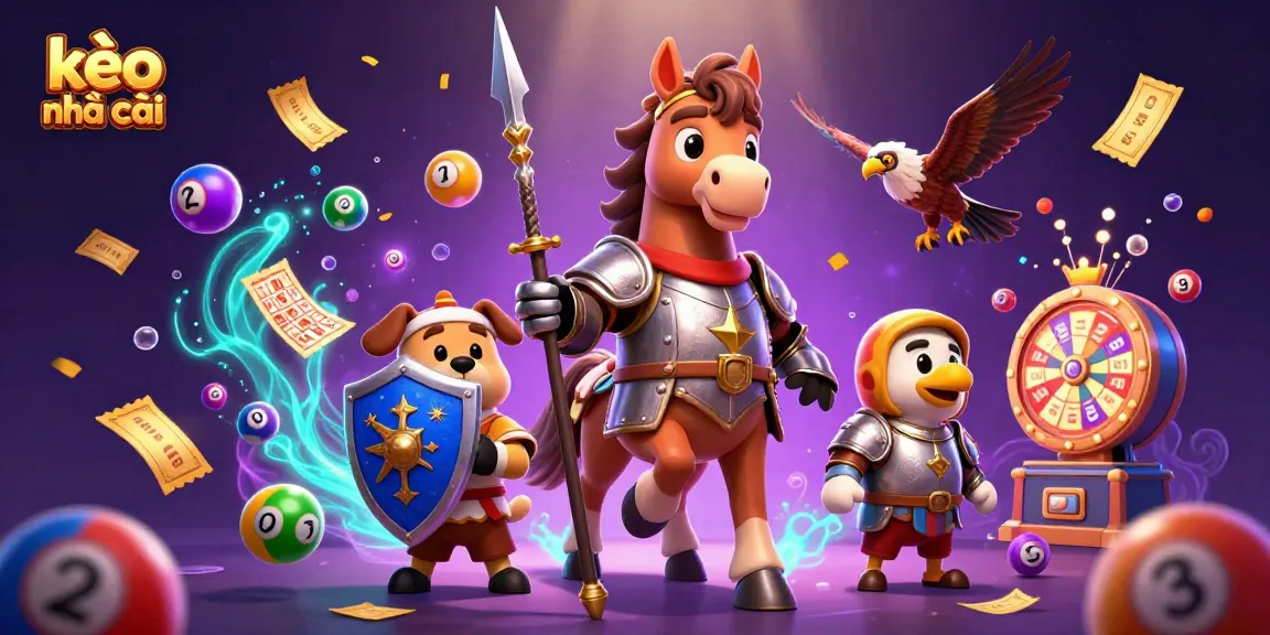 Experience kèo nhà cái in this vibrant 3D scene, bursting with lottery elements and engaging characters.