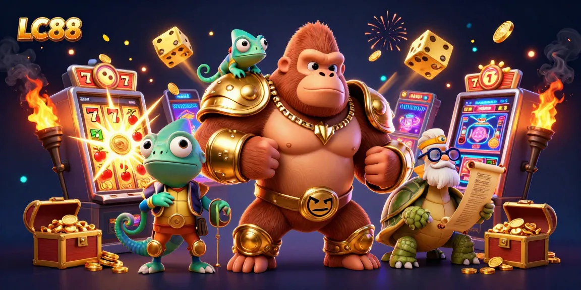 Experience thrilling wins at LC88 with golden slots, jackpots, and engaging casino characters.