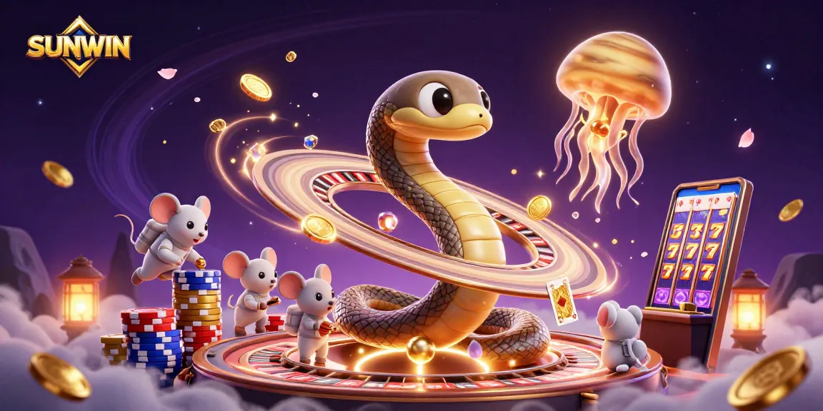 SUNWIN invites players to bet with a vibrant cosmic twist featuring a ringed roulette snake.