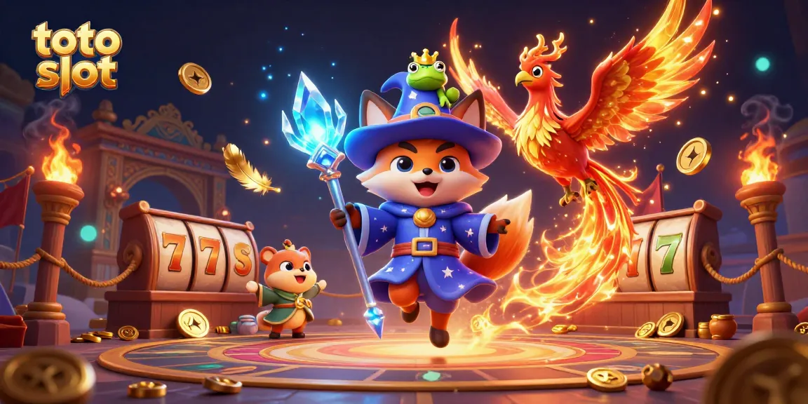 Engage with thrilling toto slot adventures featuring a mystical fox and fiery phoenix in a dazzling casino world.
