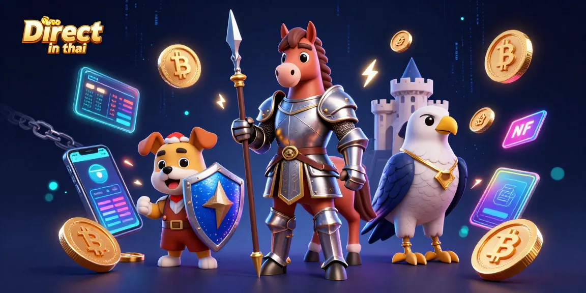 Bet and win with vibrant crypto characters in animated casino play, featuring Direct web in thai as a branding focal point.