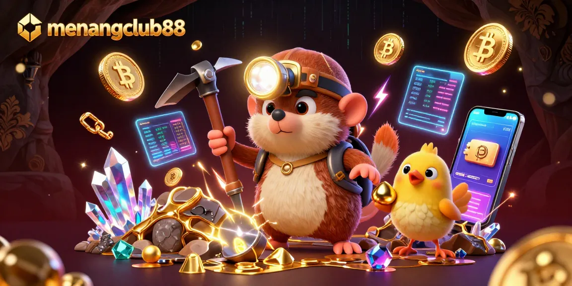 Engage with menangclub88's premium gaming experience through this vibrant gambling-themed illustration.