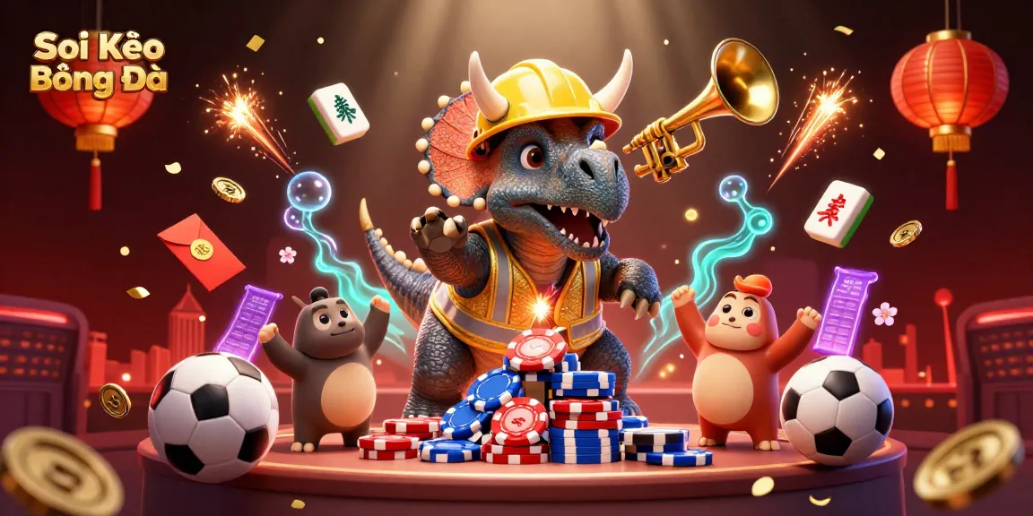 Soi Kèo Bóng Đá brings excitement with dynamic sports betting elements and colorful 3D characters.