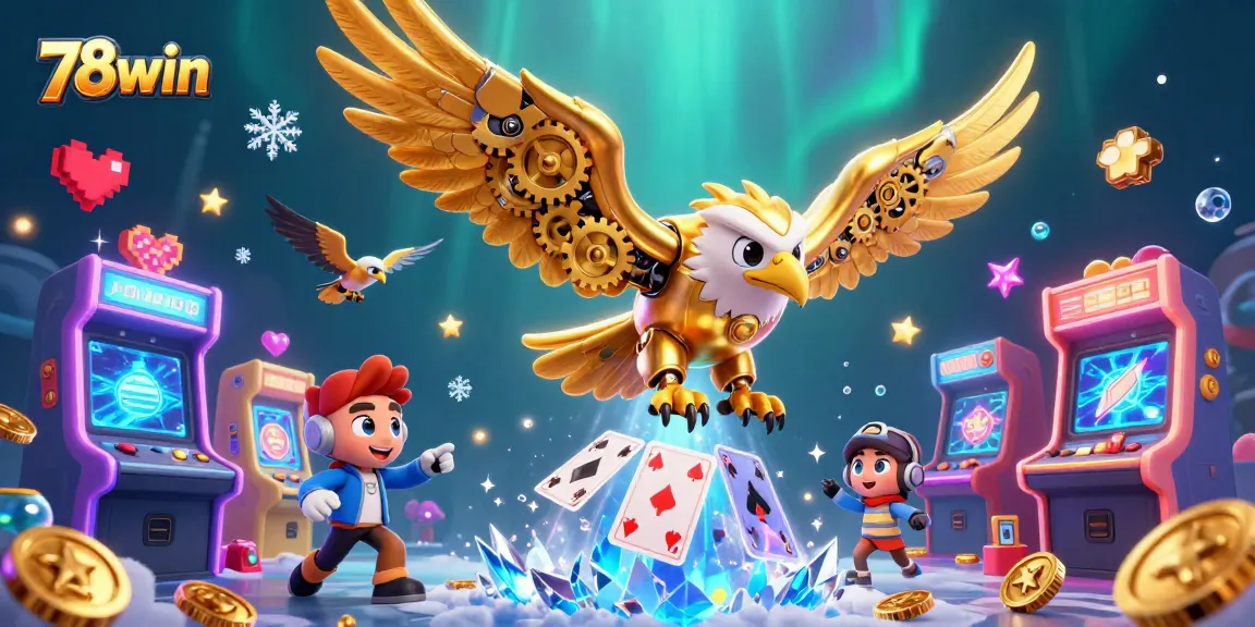 Experience the thrill of winning at 78win casino, with holographic cards and cybernetic eagles.