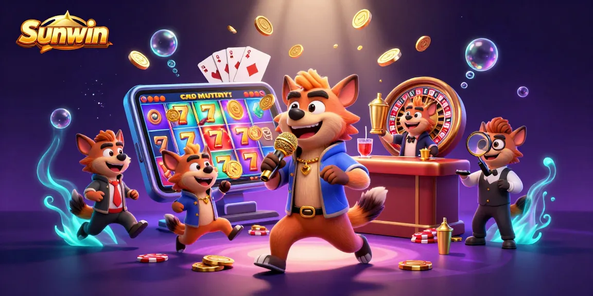 Engage with the vibrant Sunwin comedy casino scene featuring hyena characters and animated games.