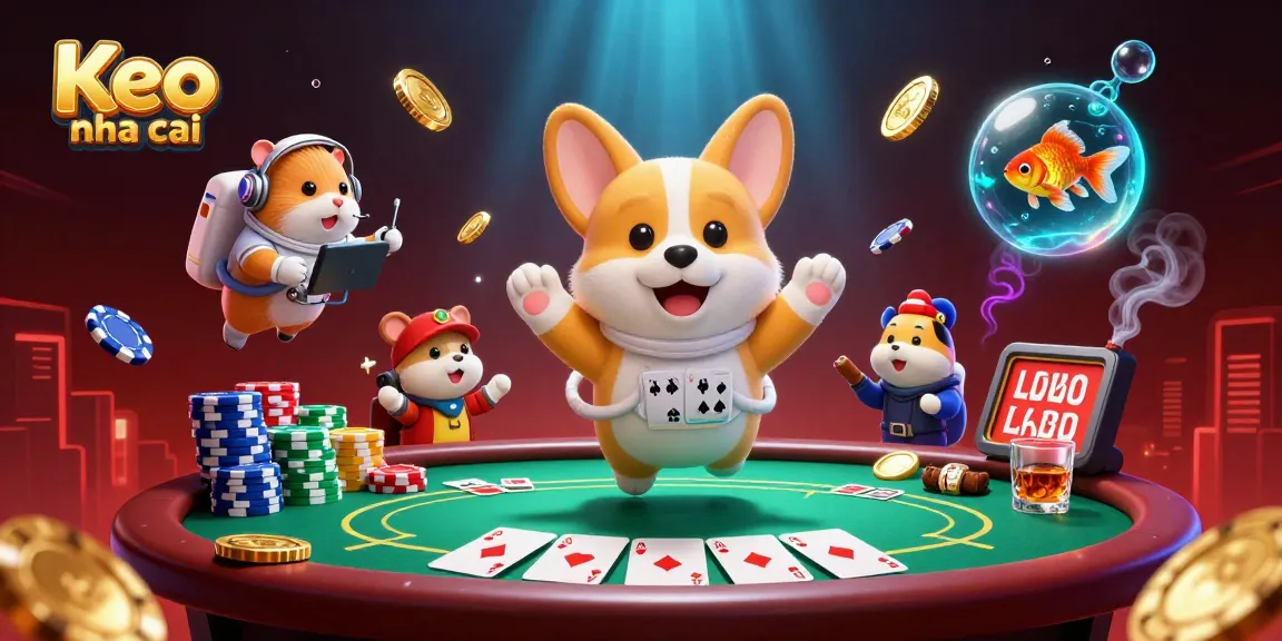 Experience poker excitement with Keo nha cai as a 3D astronaut corgi navigates a zero gravity casino!