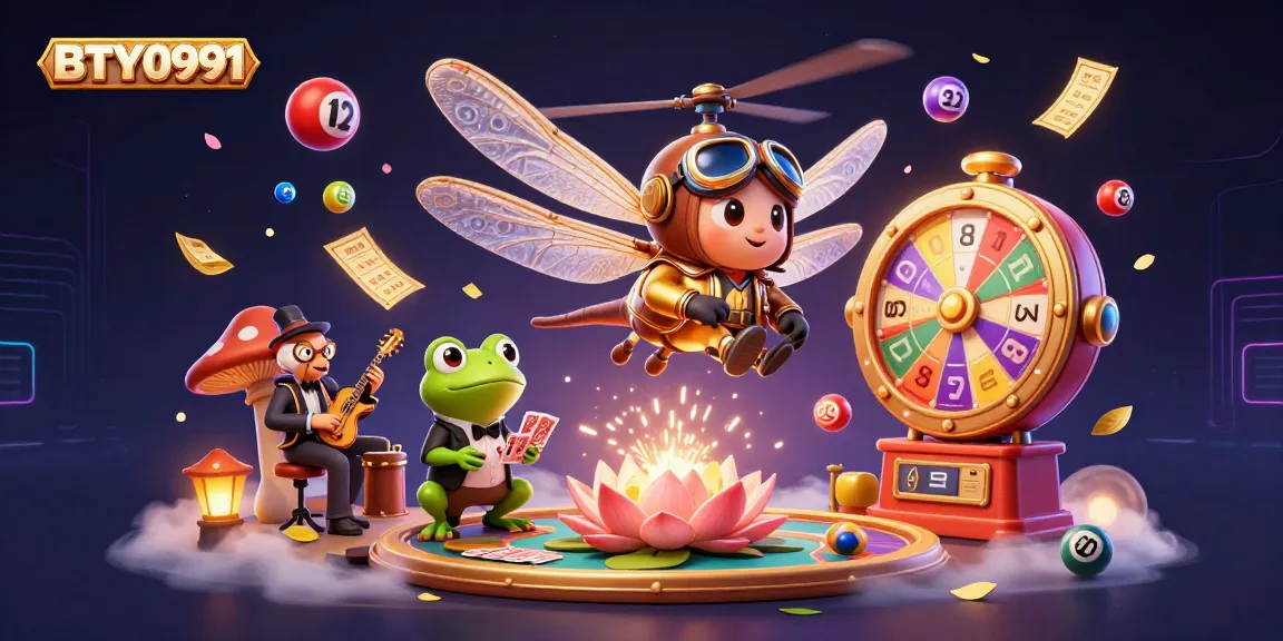 Experience the thrill of BTY0991 as the dragonfly pilot navigates vibrant casino games amidst a lively atmosphere.
