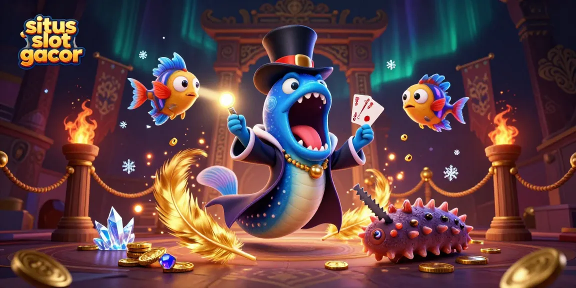 Experience excitement on situs slot gacor with a magical 3D scene featuring a deep-sea eel and anglerfish.
