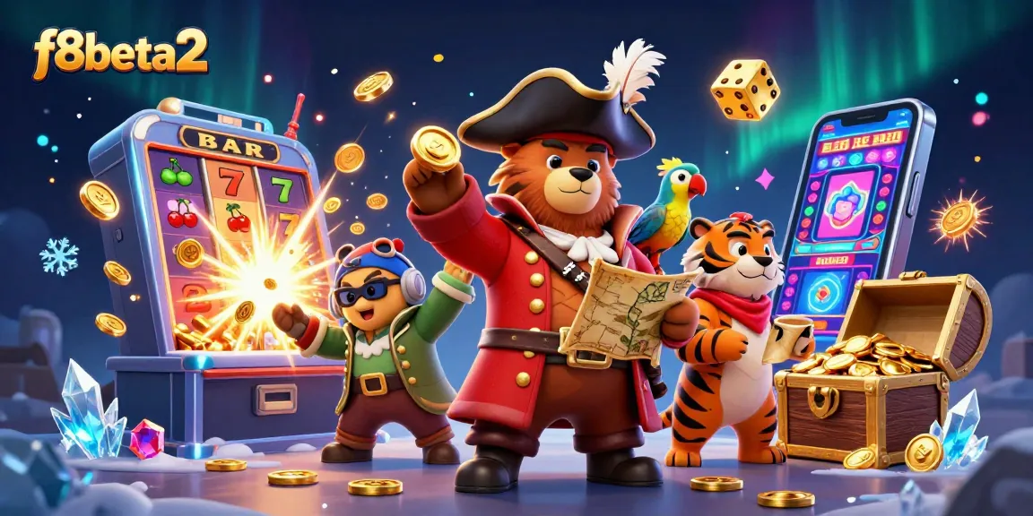 Engaging f8beta2 online slots experience with dynamic characters and overflowing treasures in 3D.