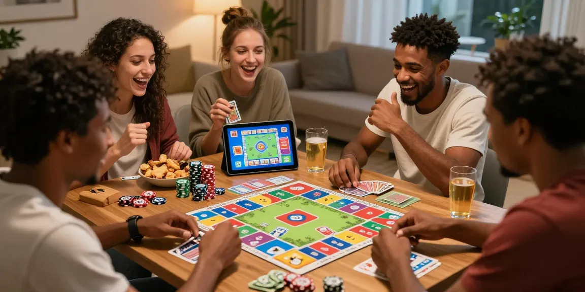 Friends enjoying Card Rummy while playing on a tablet, get app for exciting real money games.
