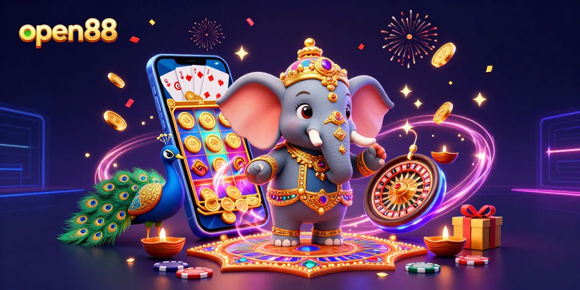 Experience the thrill of open88 with vibrant 3D casino elements and rich celebration themes.