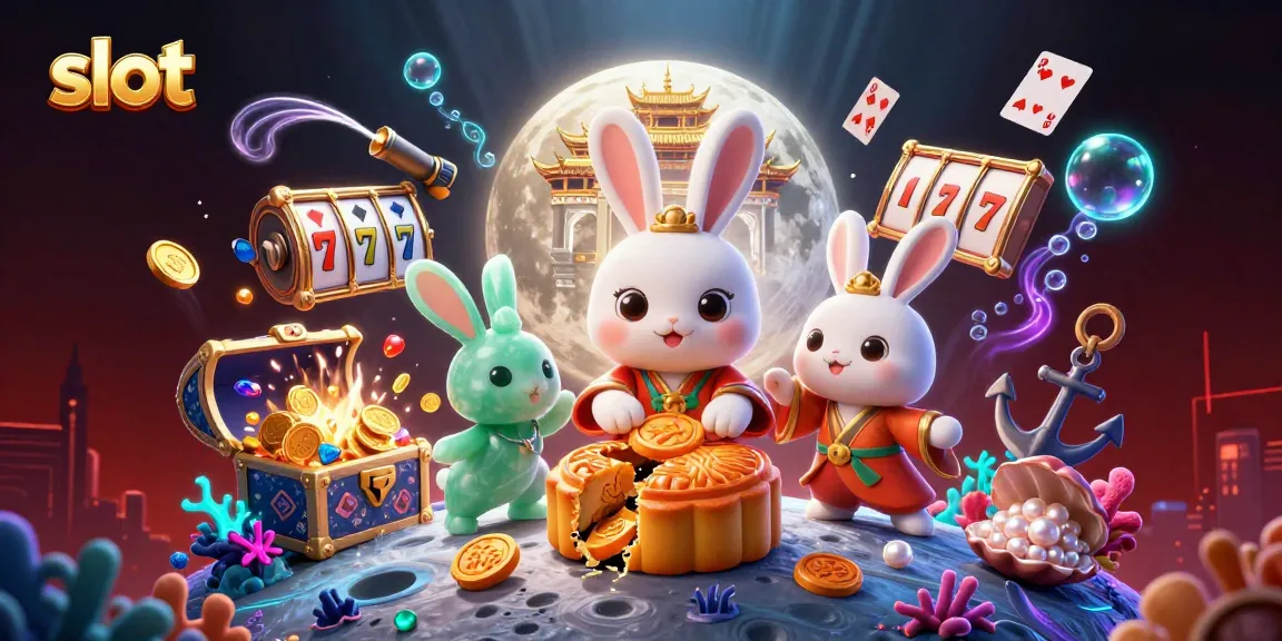 Slot gacor malam ini, kelinci bulan tradisional dan chip poker dalam ilustrasi kasino